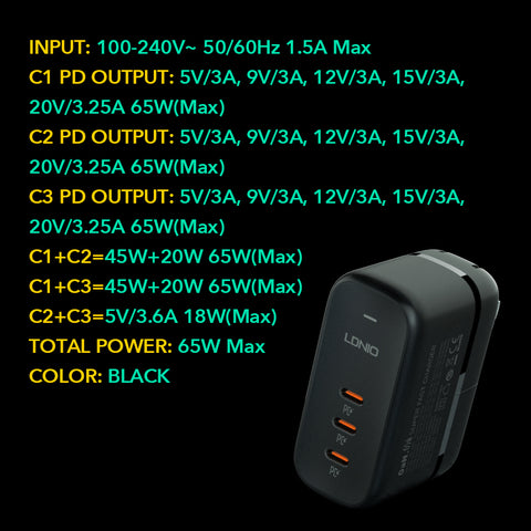 Caricabatterie Rapido 65W GaN - Ricarica Potente e Portatile Caricabatterie Rapido 65W GaN - Ricarica Potente e Portatile