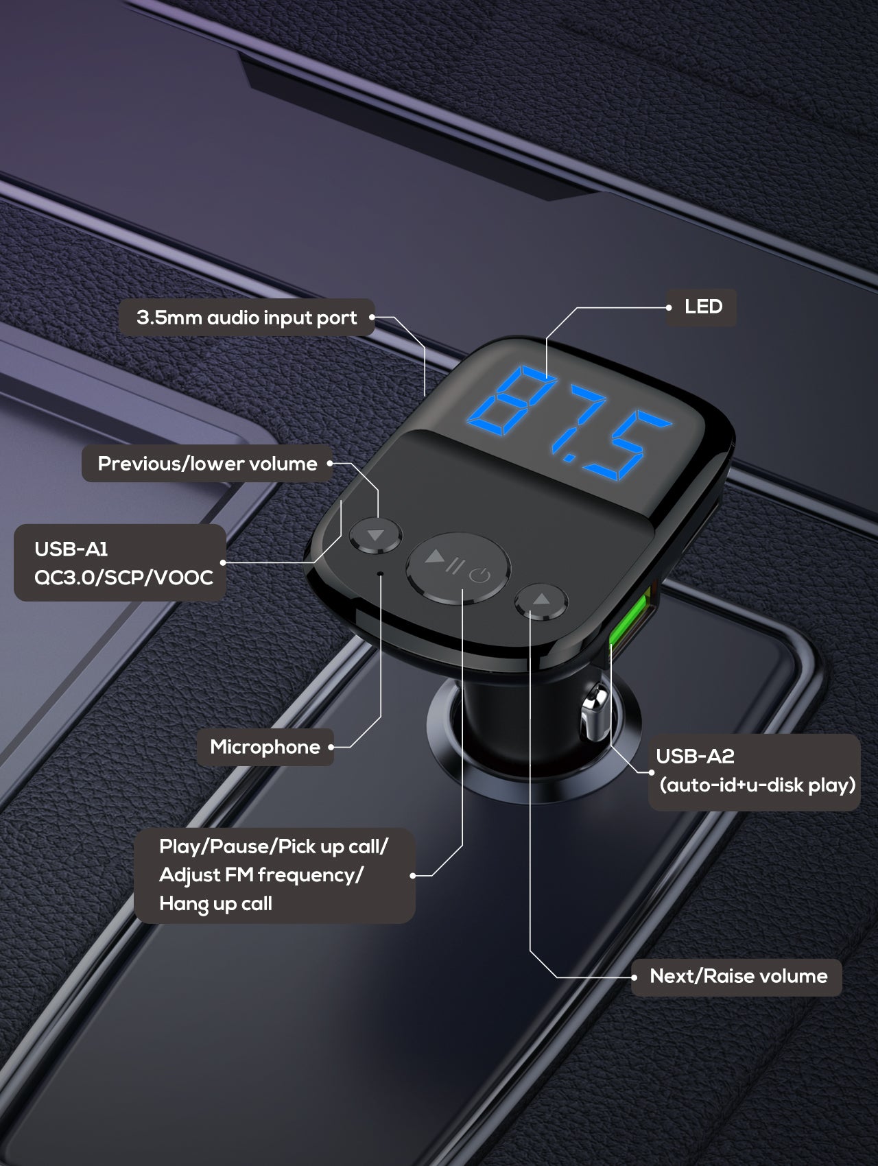 Caricabatterie per auto C704Q e C706Q