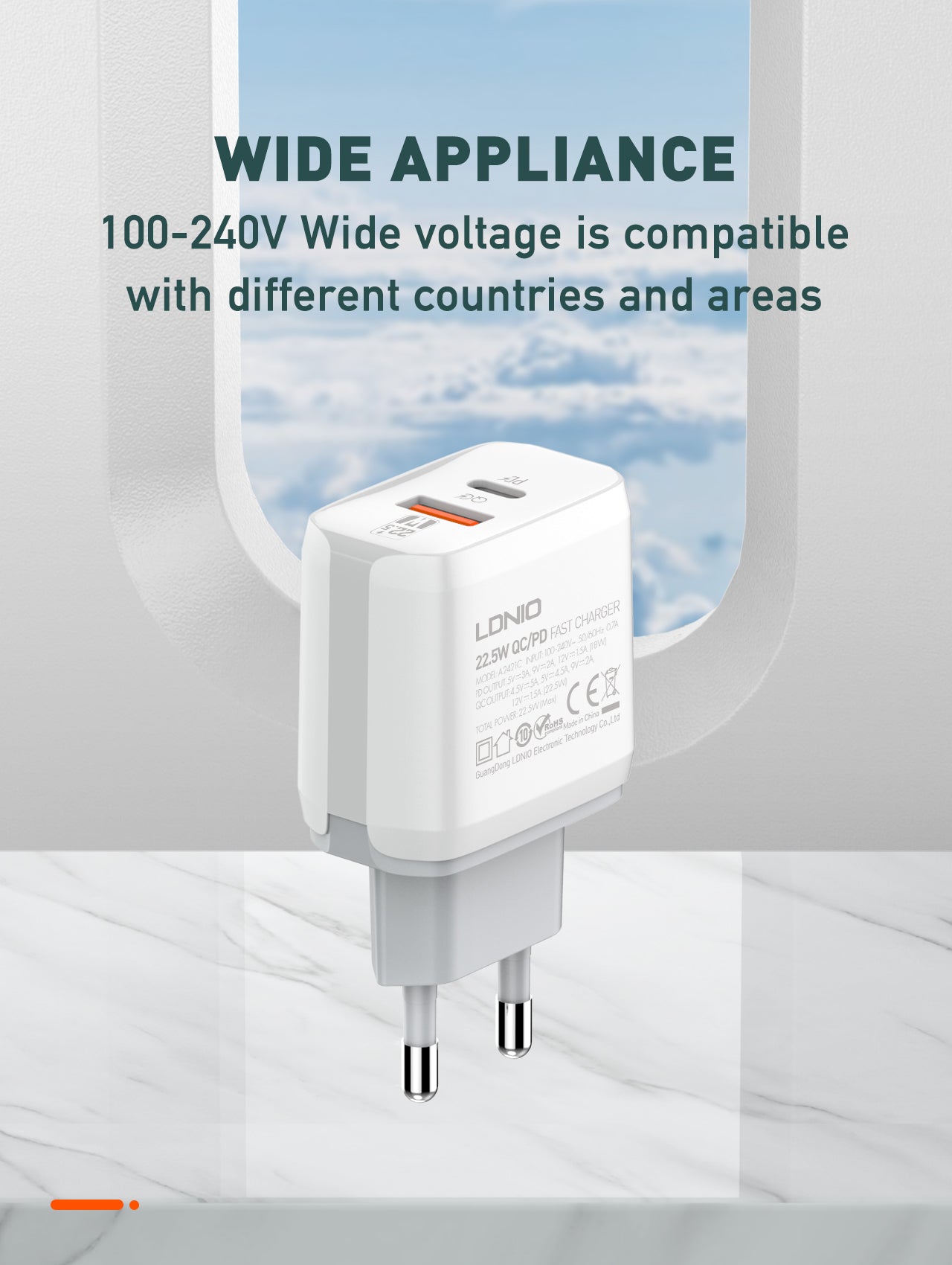 Caricabatterie Rapido da Muro A2421C da 22.5W