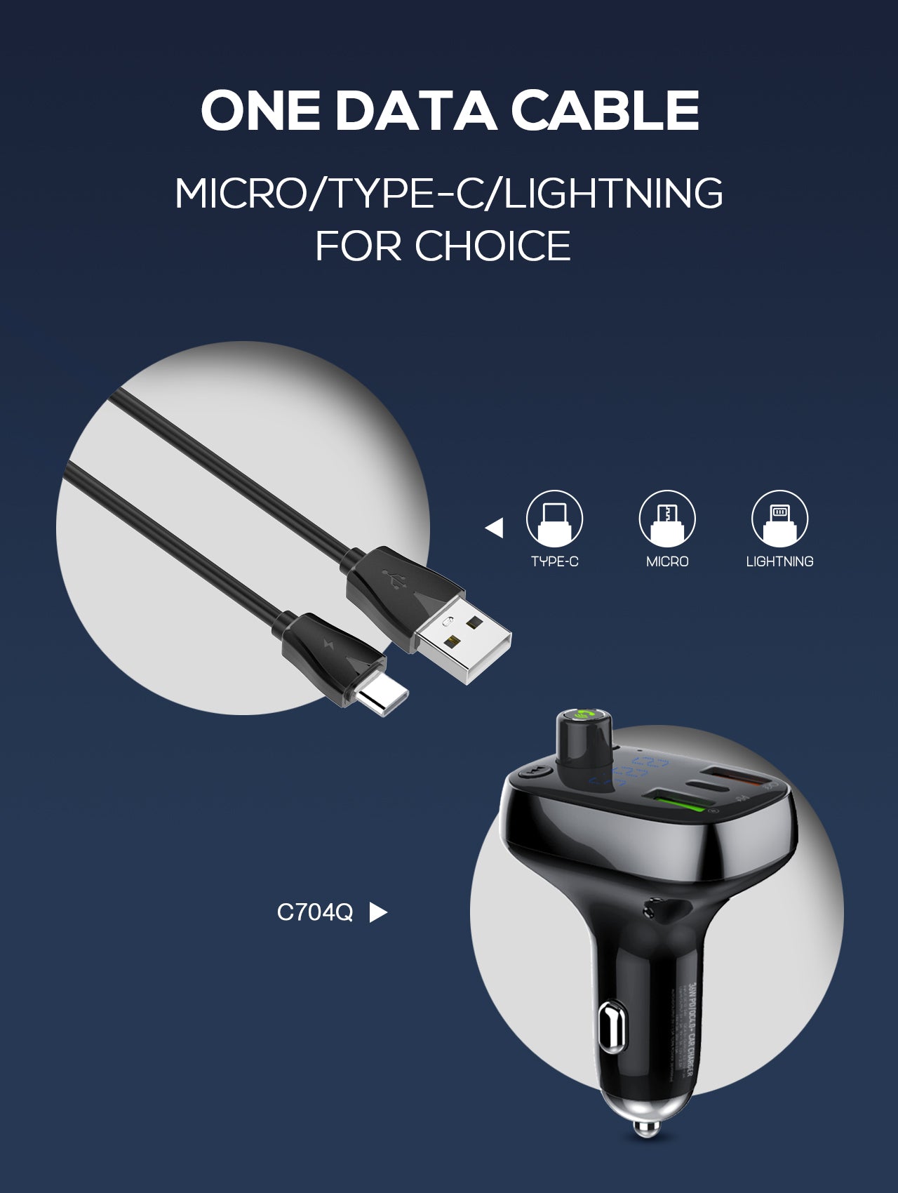 Caricabatterie per auto C704Q e C706Q